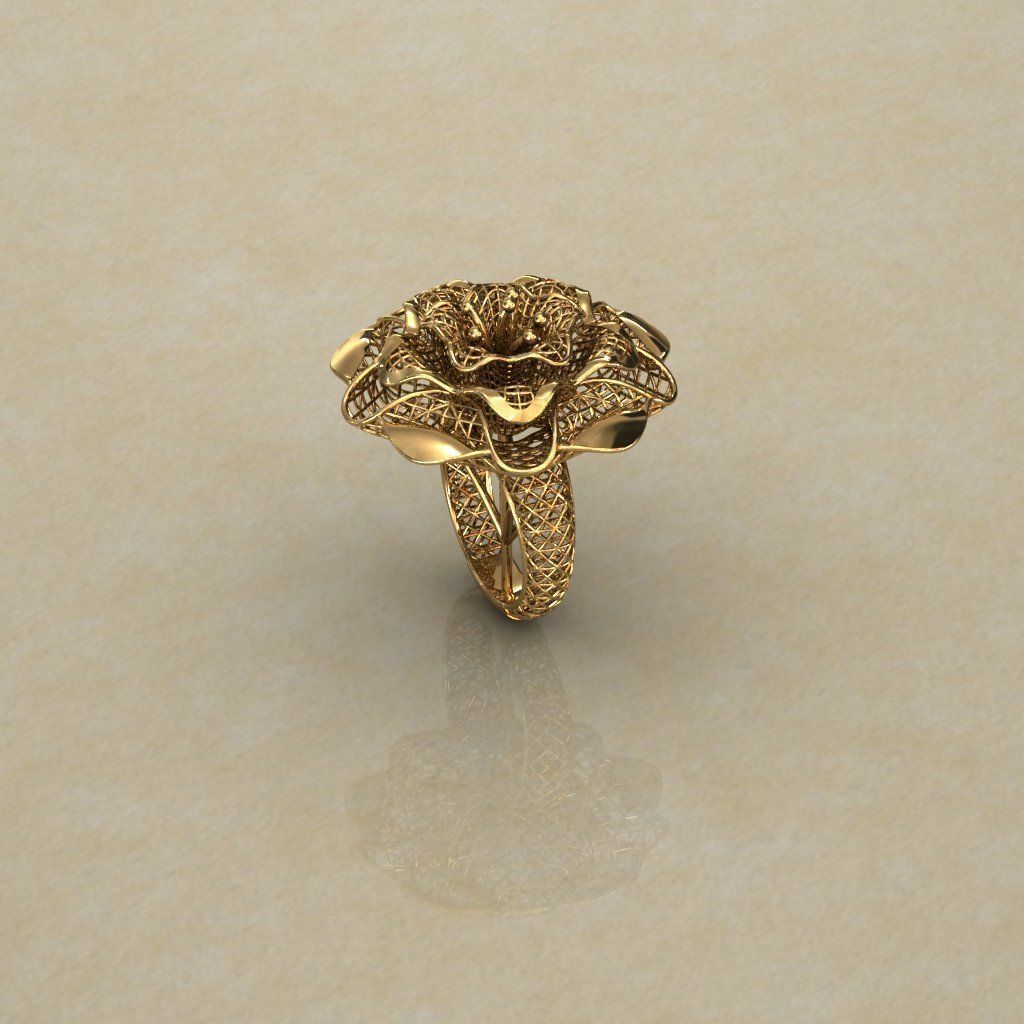 Big Flower Electro-Fusion Fashion Ring 2 3D print model_1