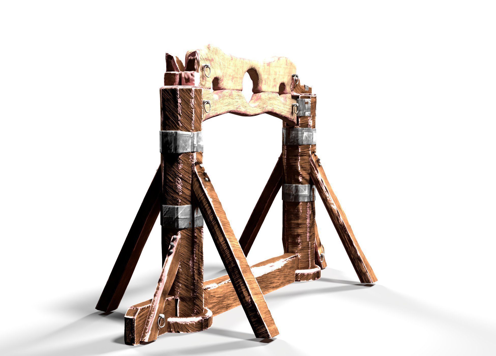 Pillory stocks Low-poly 3D model_2