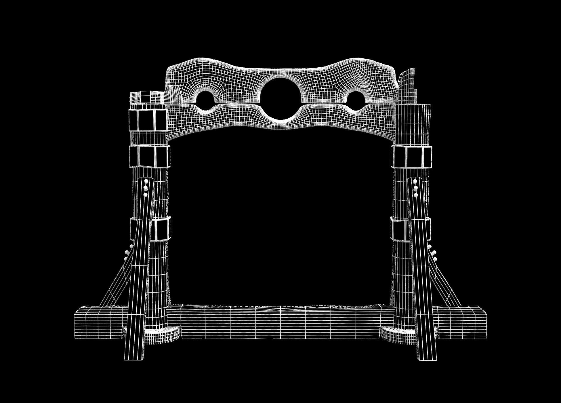 Pillory stocks Low-poly 3D model_5