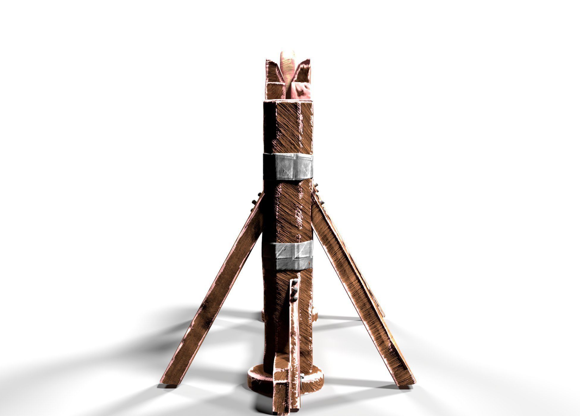 Pillory stocks Low-poly 3D model_3