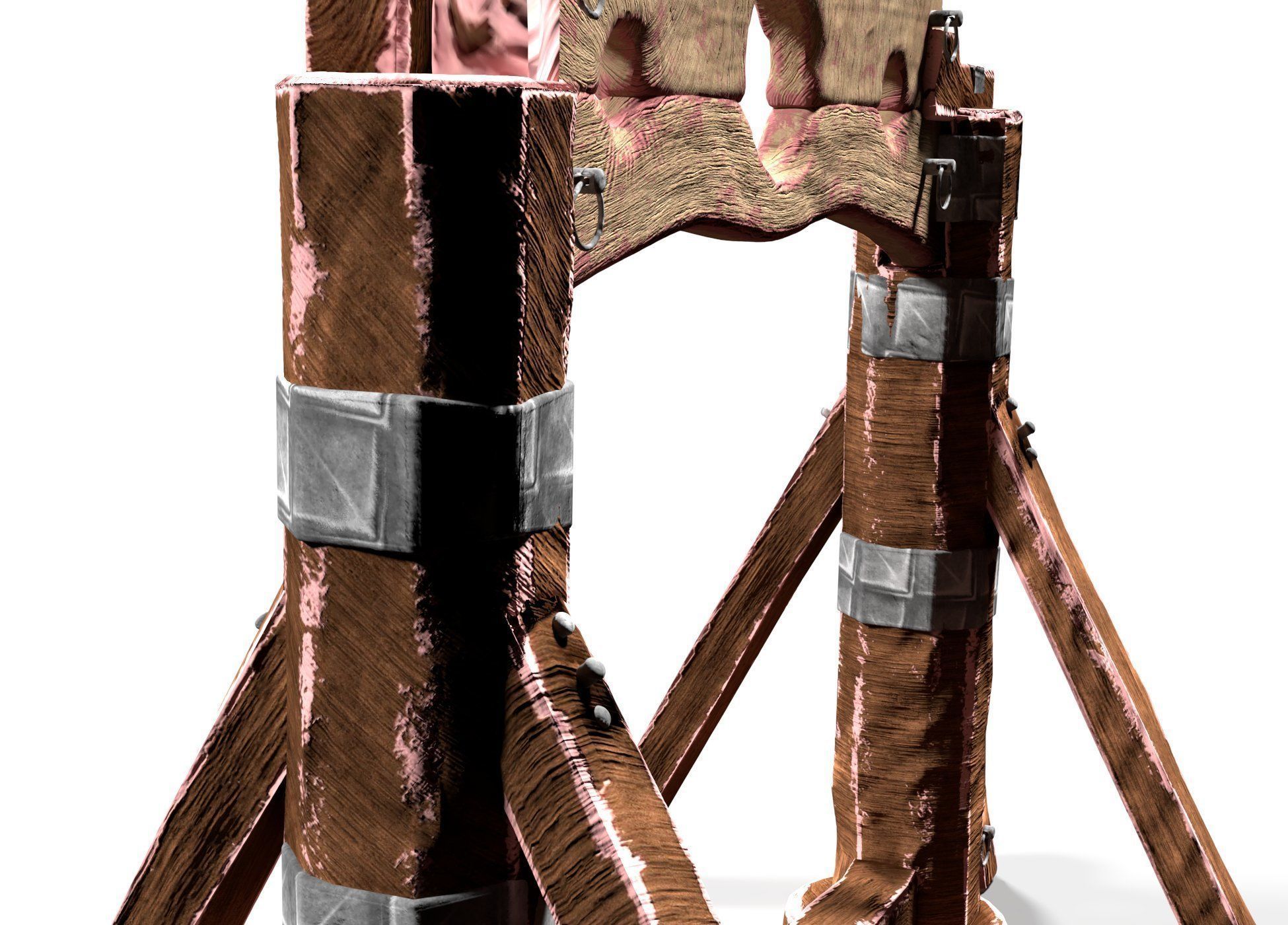 Pillory stocks Low-poly 3D model_1