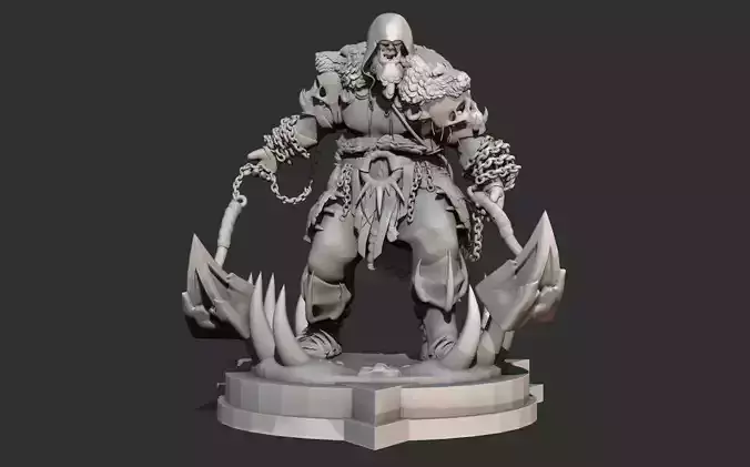 Orc DnD sculpted figurine mini 3d Printing no textures