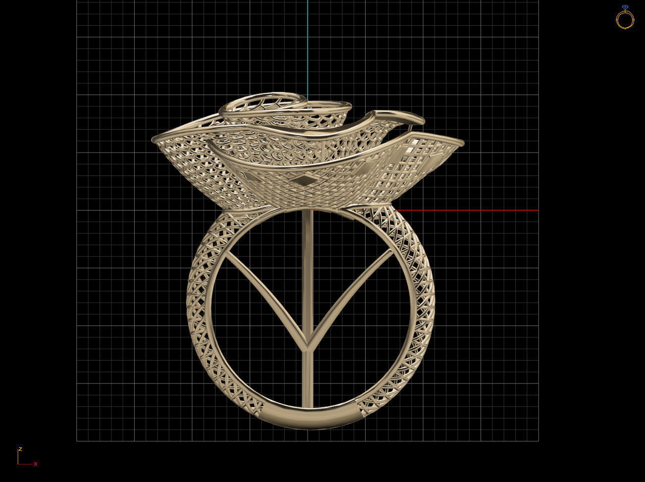 From Sea To Gold Electro-Fusion Fashion Ring 3D print model_4