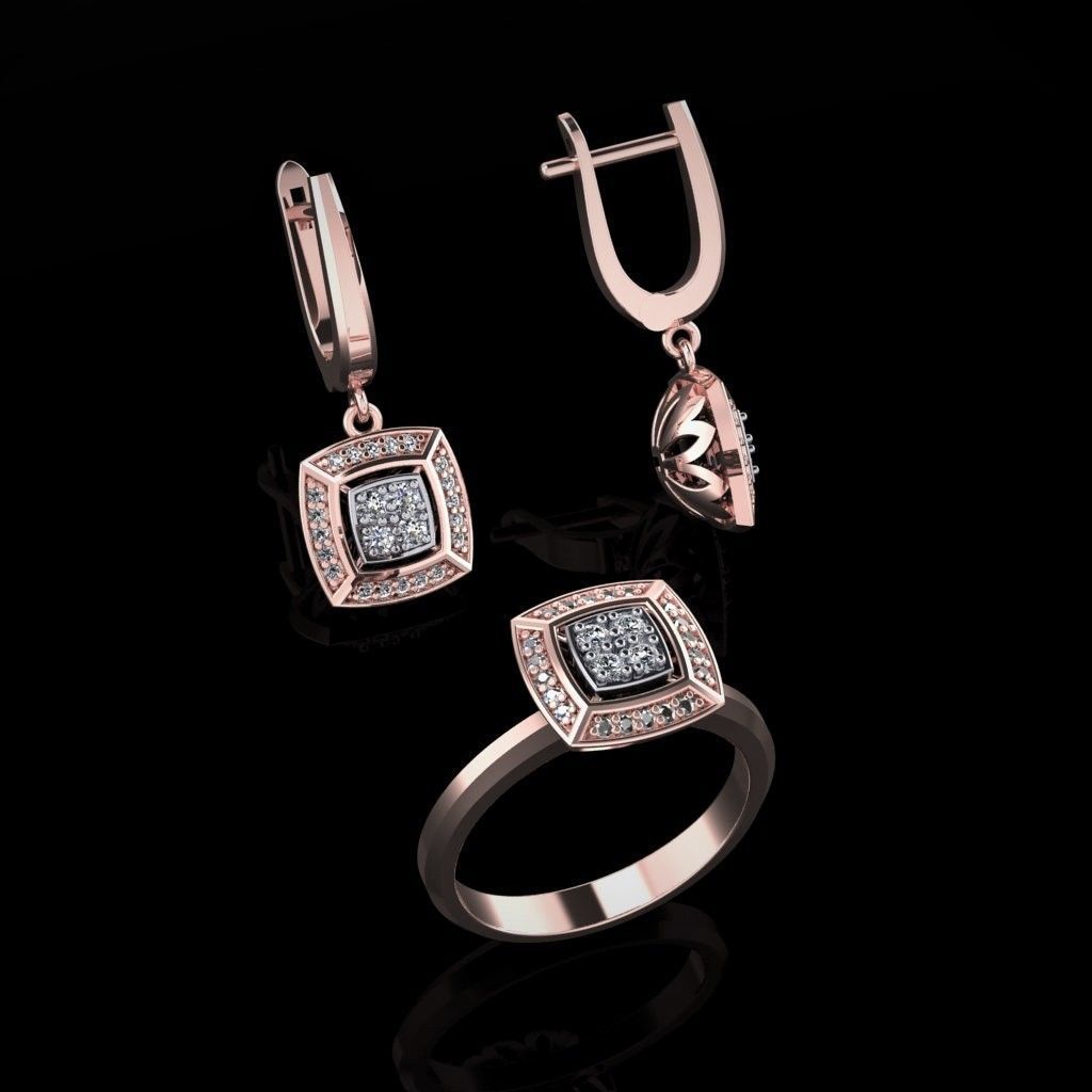 Ring and Earrings 85 3D print model_1
