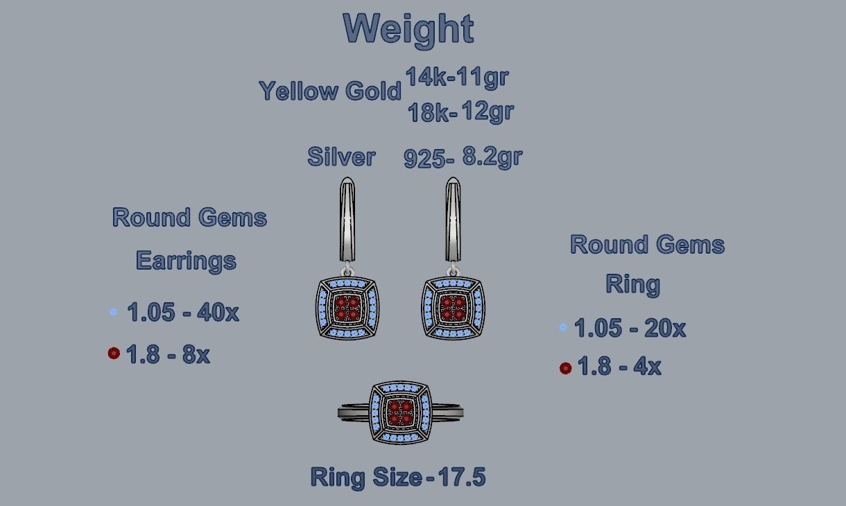 Ring and Earrings 85 3D print model_3