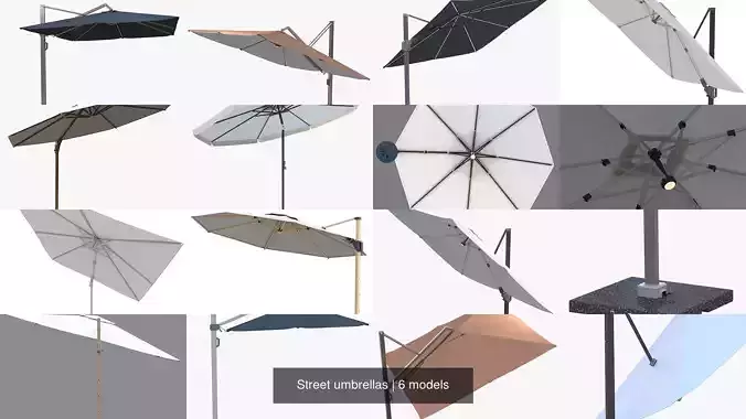 Street umbrellas 3D Model Collection