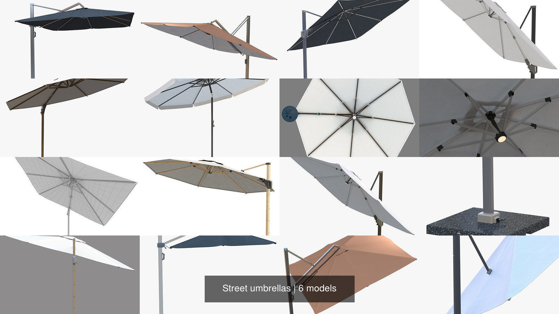Street umbrellas 3D Model Collection_0