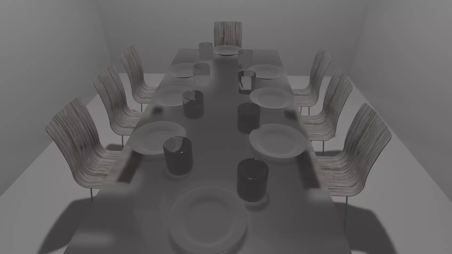Dinner Set dining table with chairs and plates Free 3D model_0