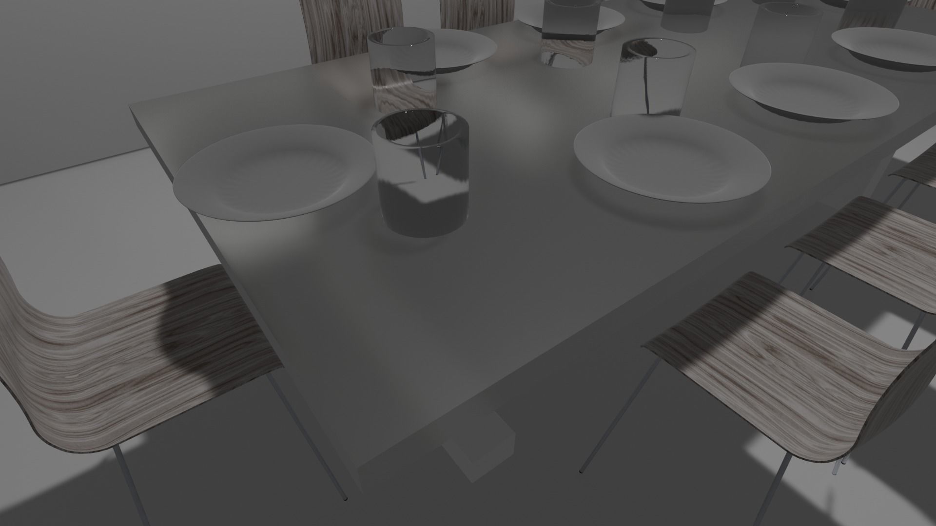 Dinner Set dining table with chairs and plates Free 3D model_4