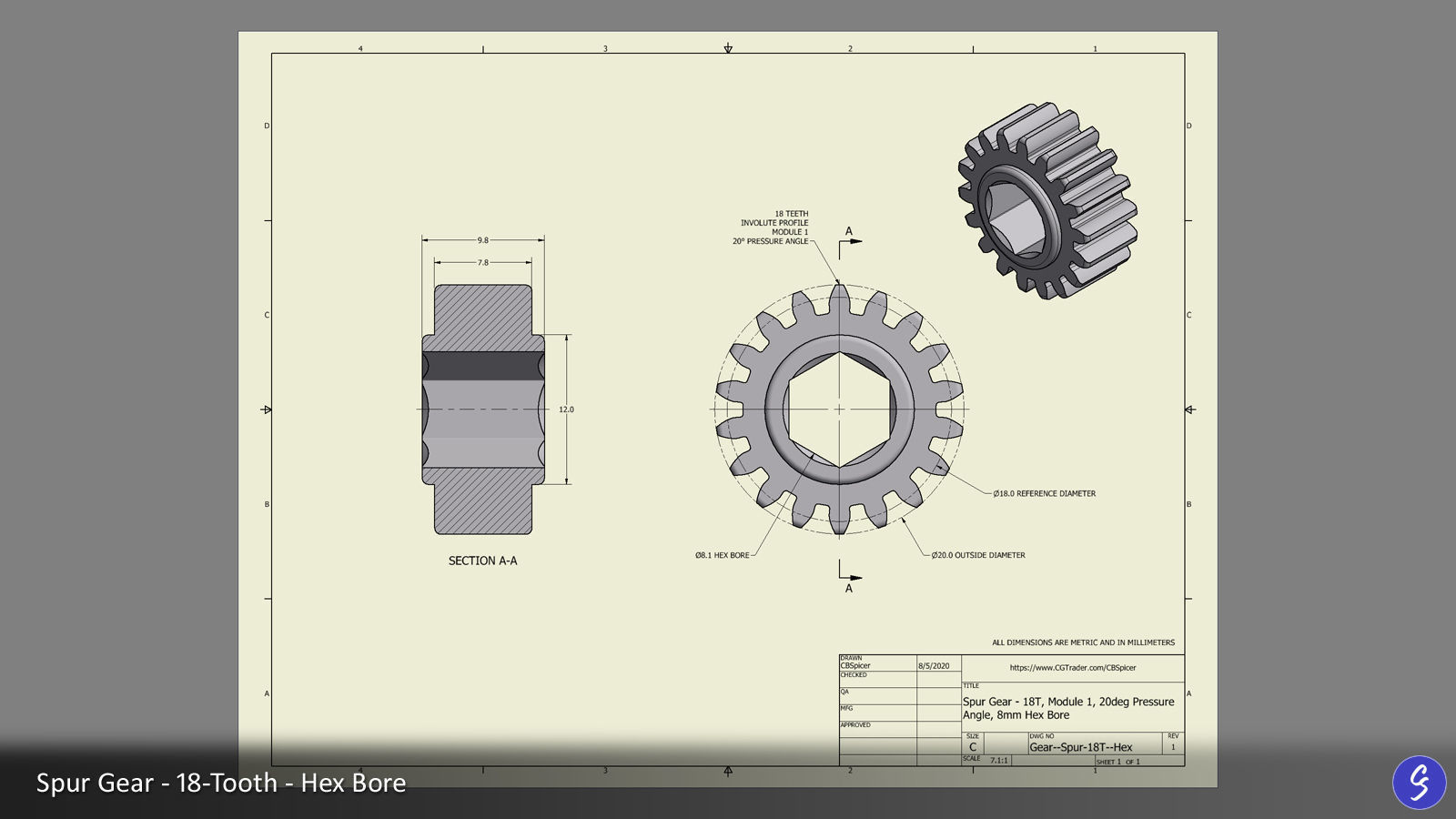 18-Tooth Spur Gear 03 3D print model_15