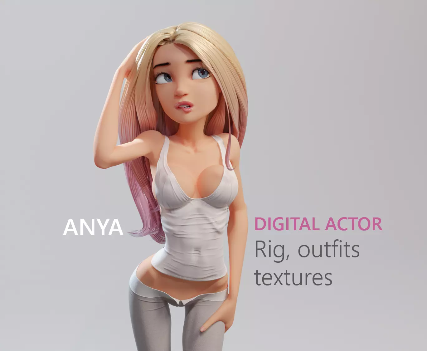Anya Stylized Digital Actor 3D model_0