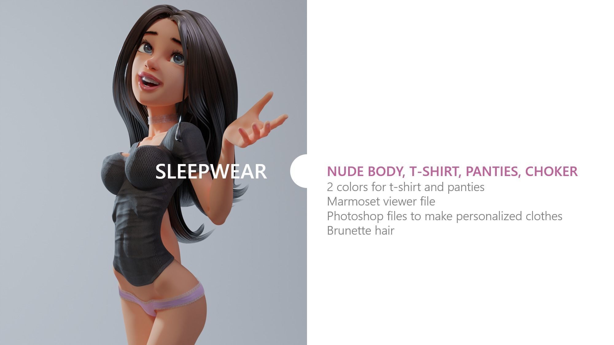 Anya Stylized Digital Actor 3D model_9