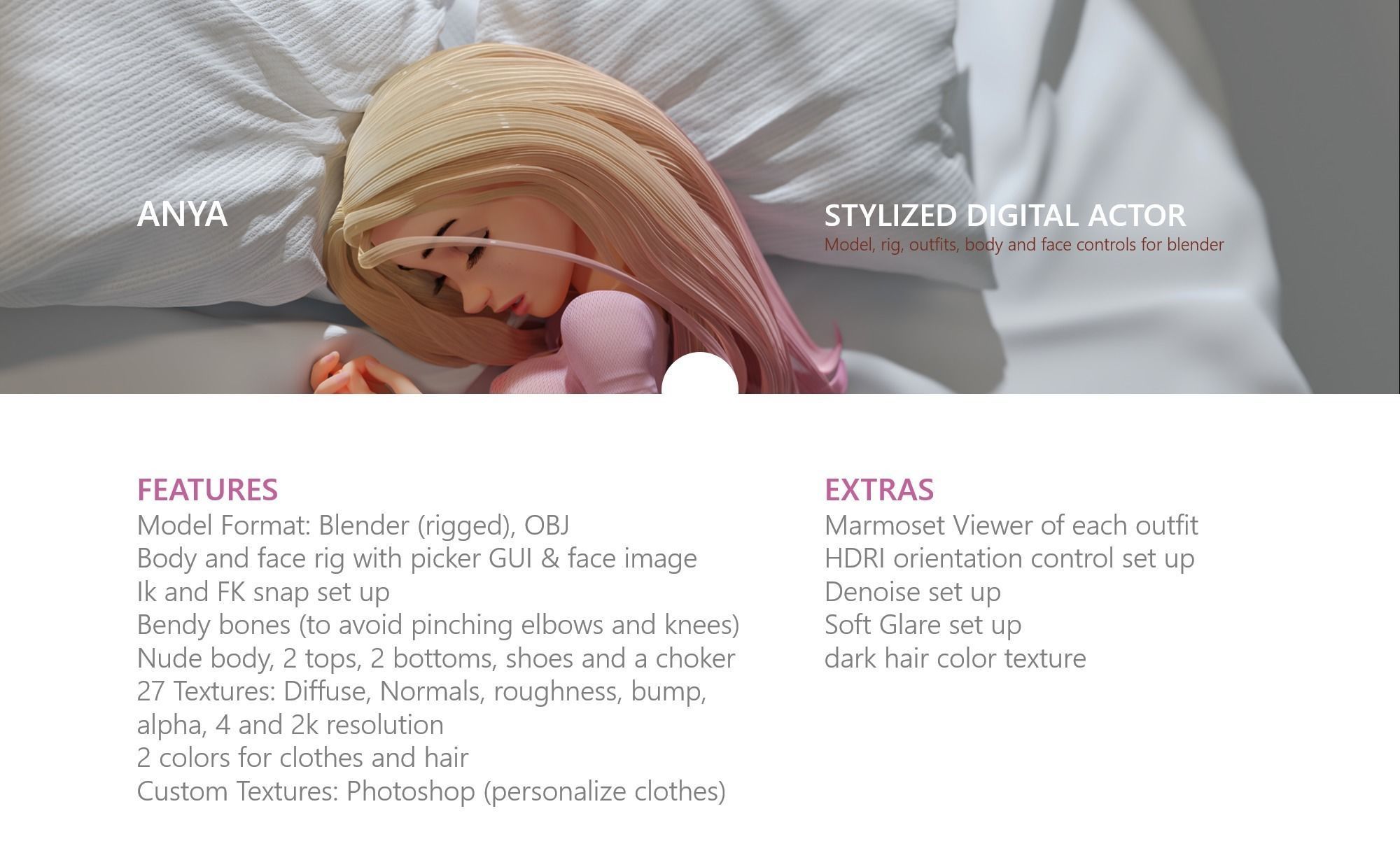 Anya Stylized Digital Actor 3D model_5