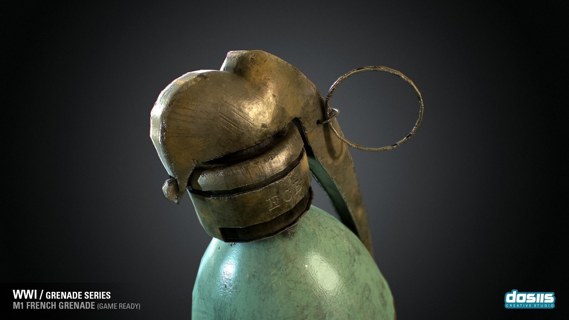 M1 French Grenade - WWI Grenade Series Game Ready Low-poly 3D model_5