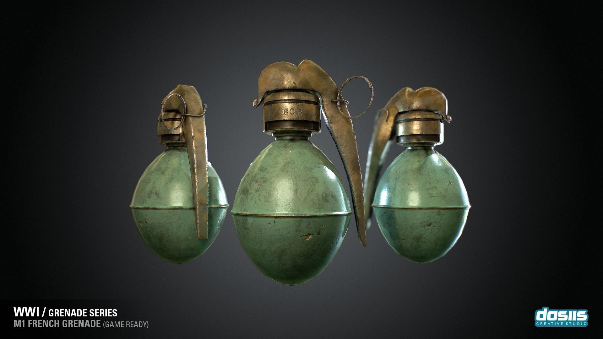 M1 French Grenade - WWI Grenade Series Game Ready Low-poly 3D model_1