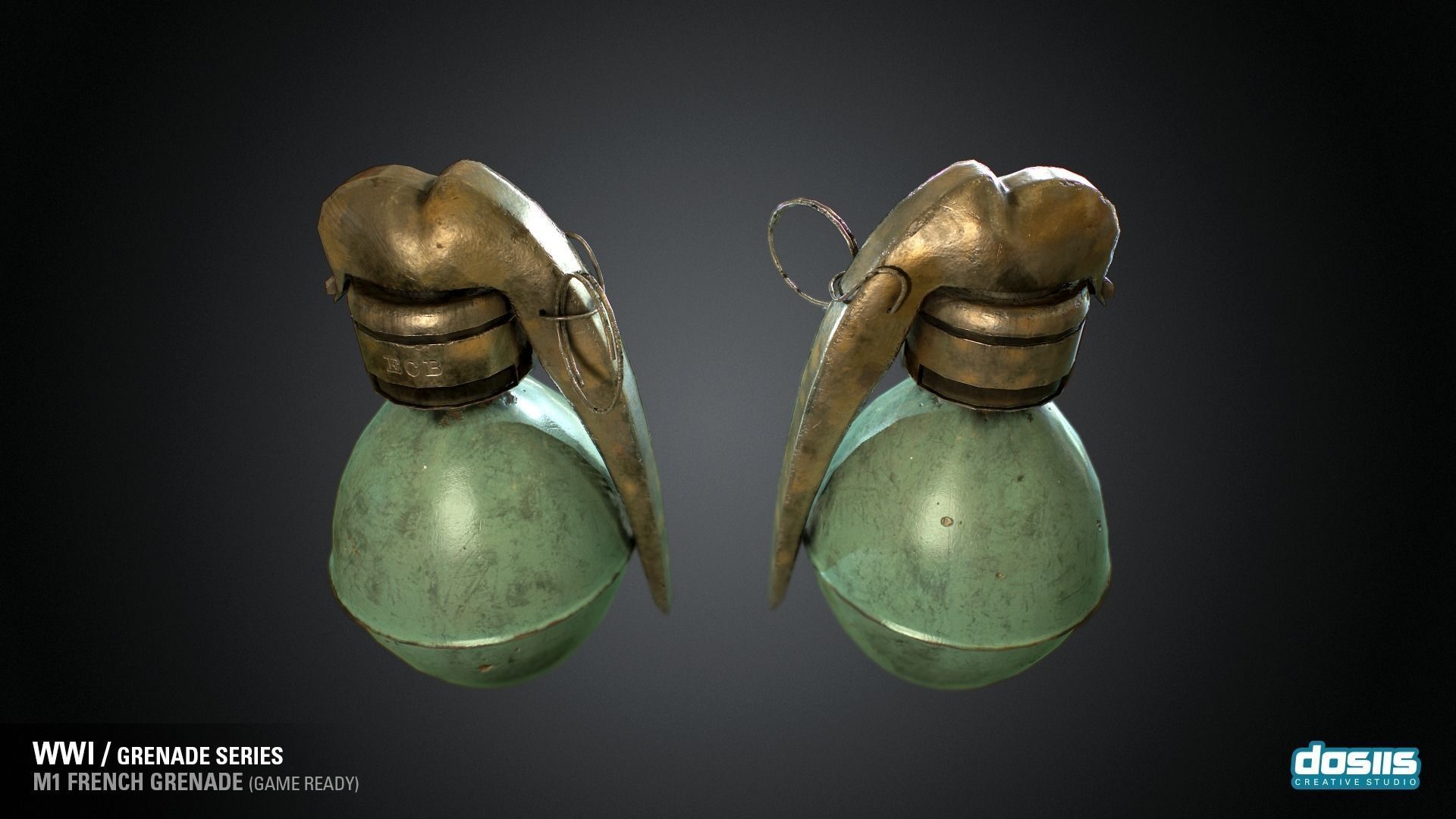 M1 French Grenade - WWI Grenade Series Game Ready Low-poly 3D model_3