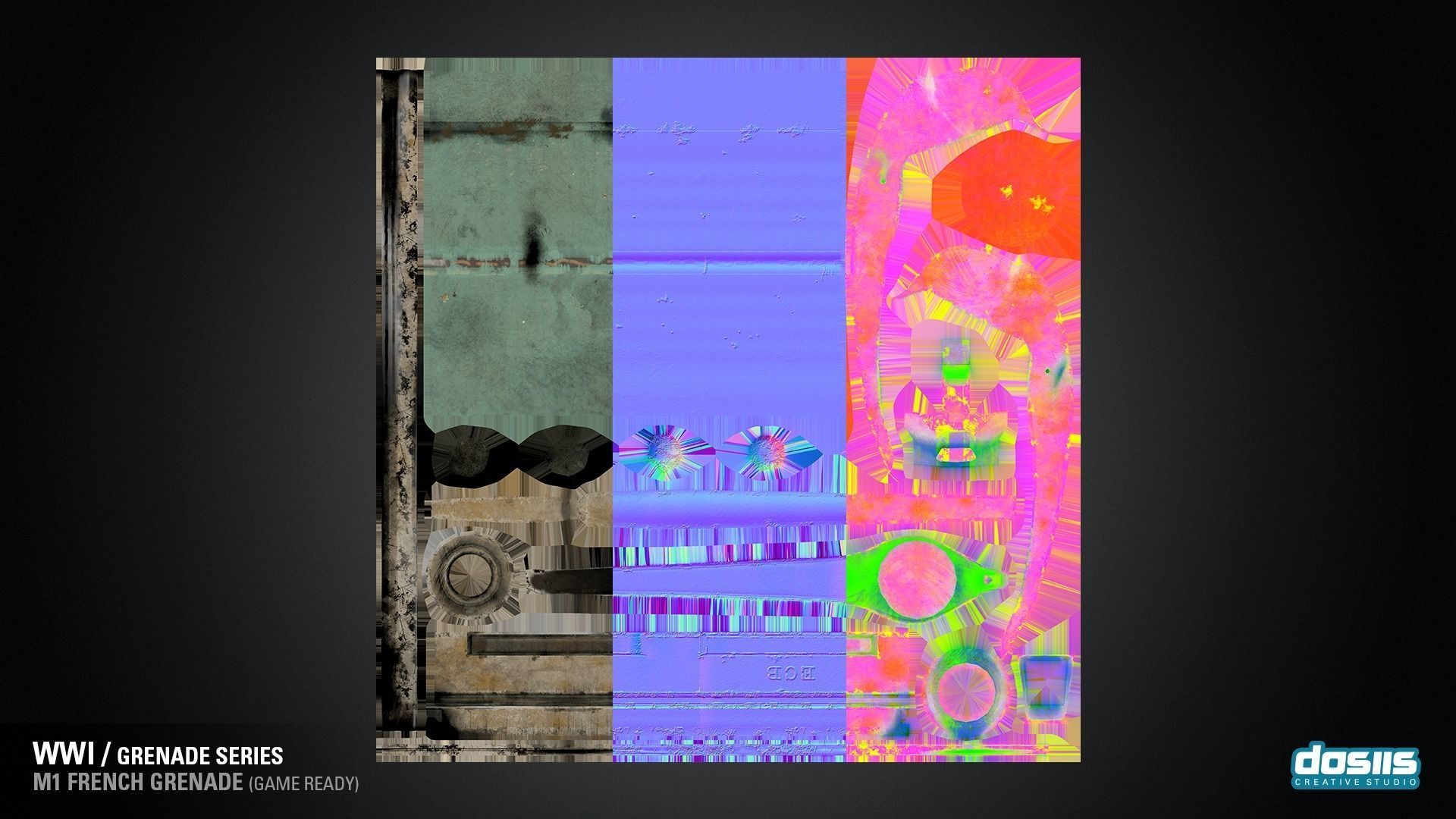 M1 French Grenade - WWI Grenade Series Game Ready Low-poly 3D model_8