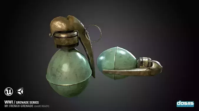 M1 French Grenade - WWI Grenade Series Game Ready Low-poly 3D model