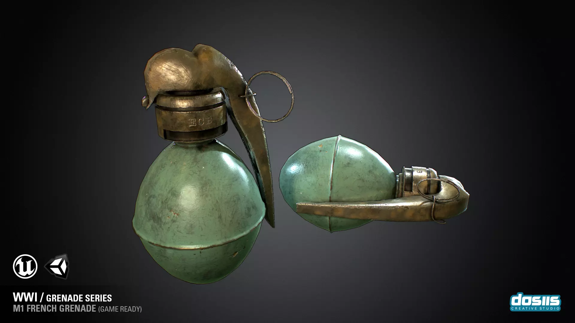 M1 French Grenade - WWI Grenade Series Game Ready Low-poly 3D model_0