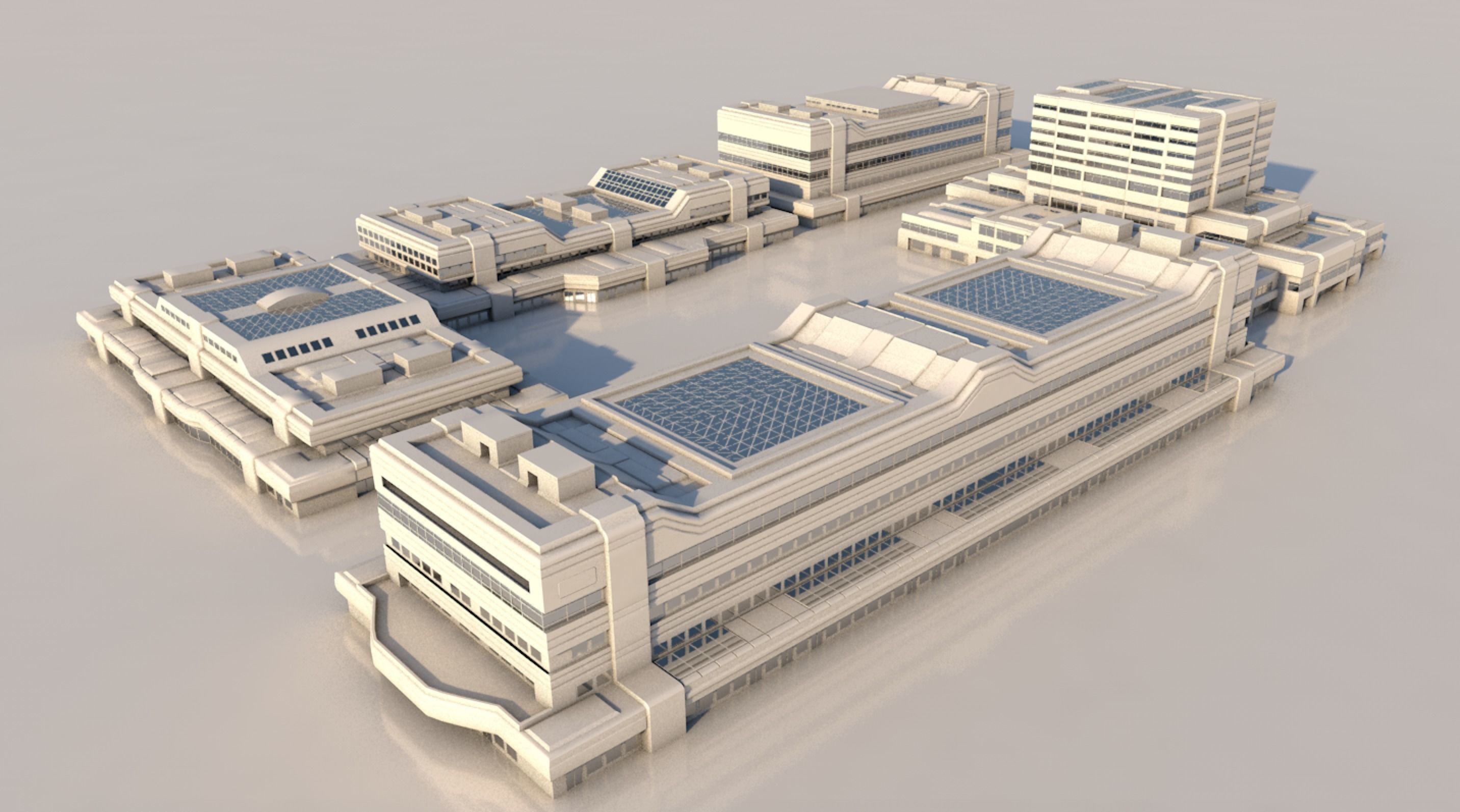 futuristic buildings 3D model_1