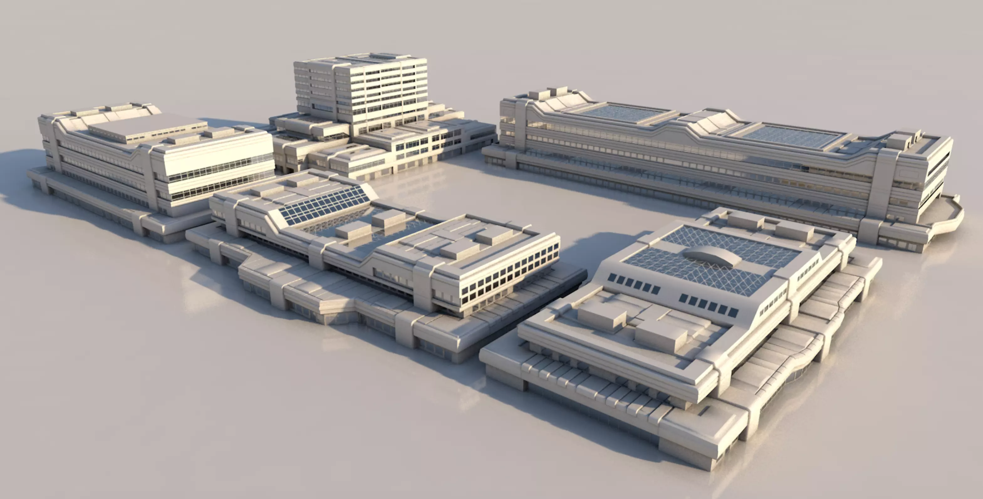 futuristic buildings 3D model_0