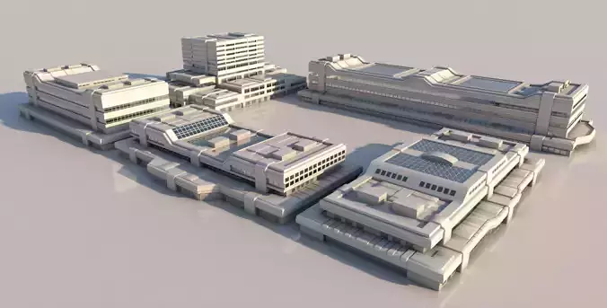 futuristic buildings 3D model