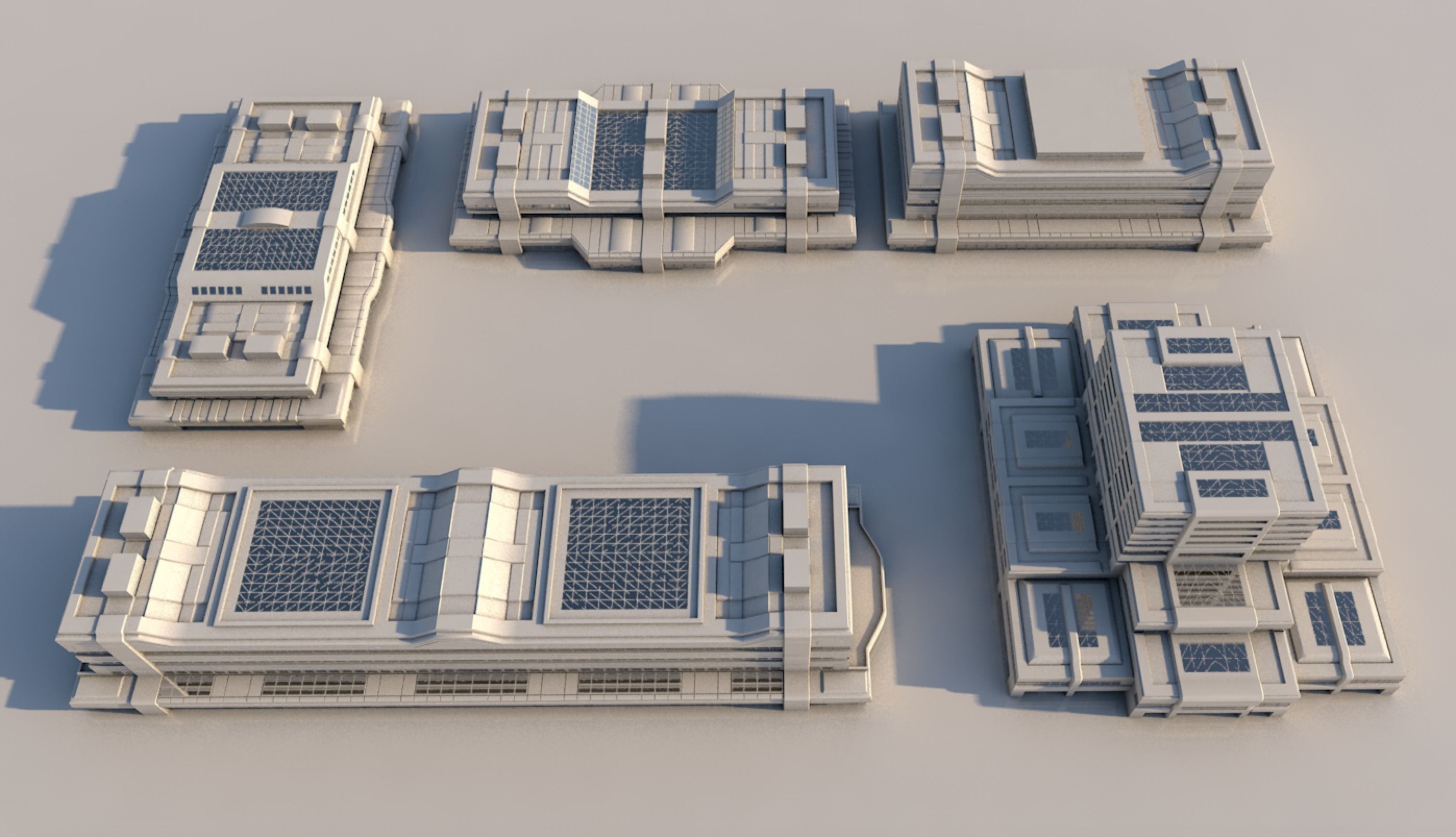 futuristic buildings 3D model_3