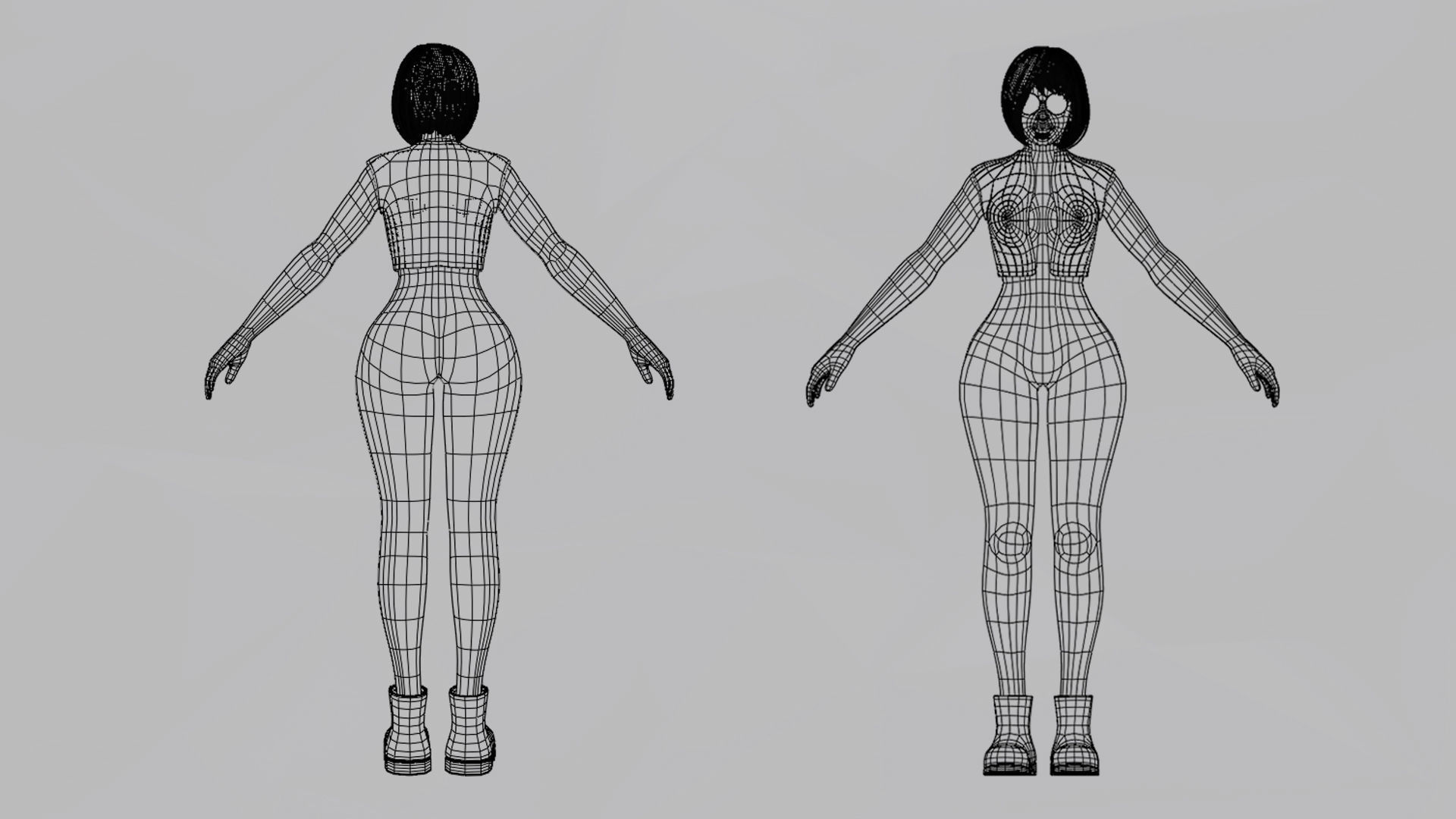 Girl with glasses  character Low-poly 3D model_10