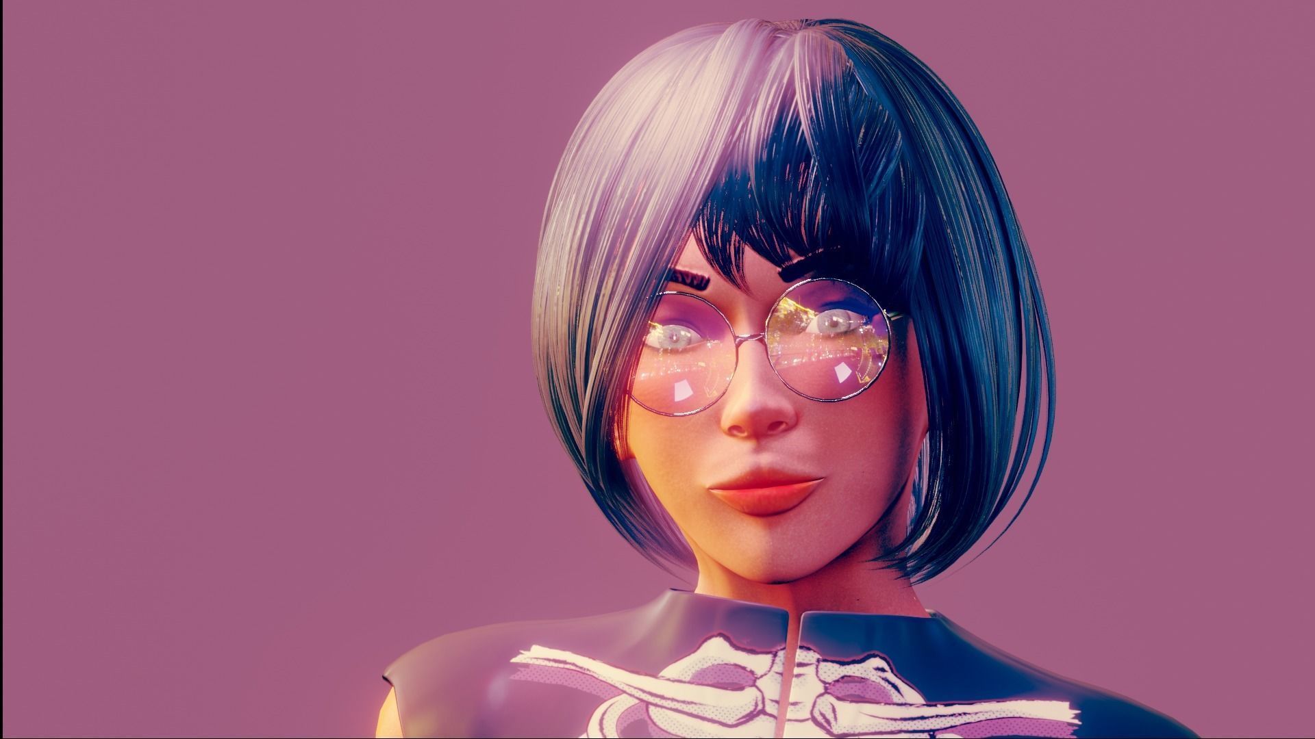 Girl with glasses  character Low-poly 3D model_8