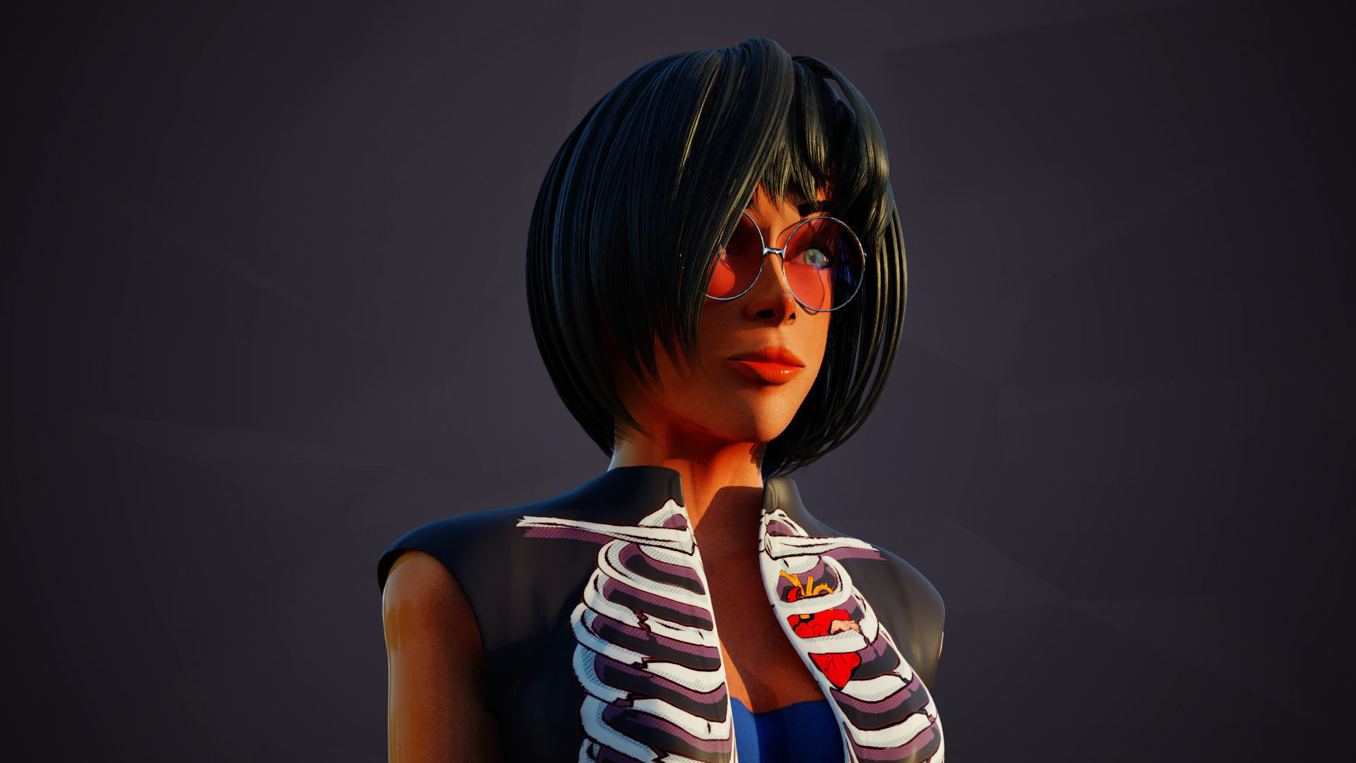 Girl with glasses  character Low-poly 3D model_6