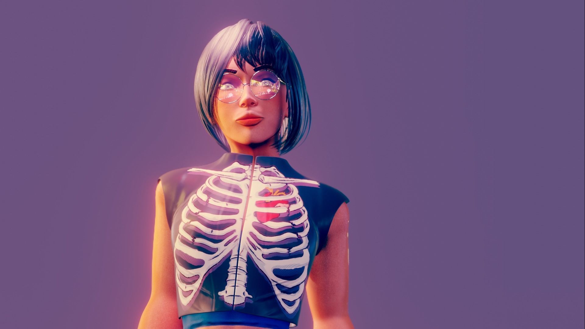 Girl with glasses  character Low-poly 3D model_7