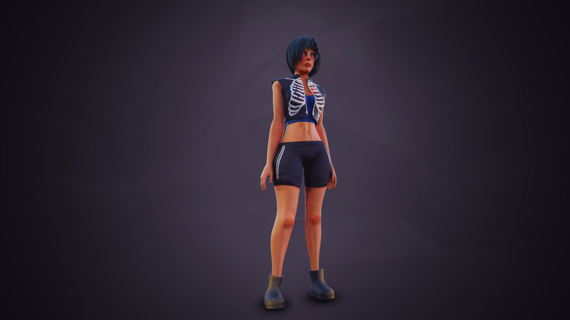 Girl with glasses  character Low-poly 3D model_4