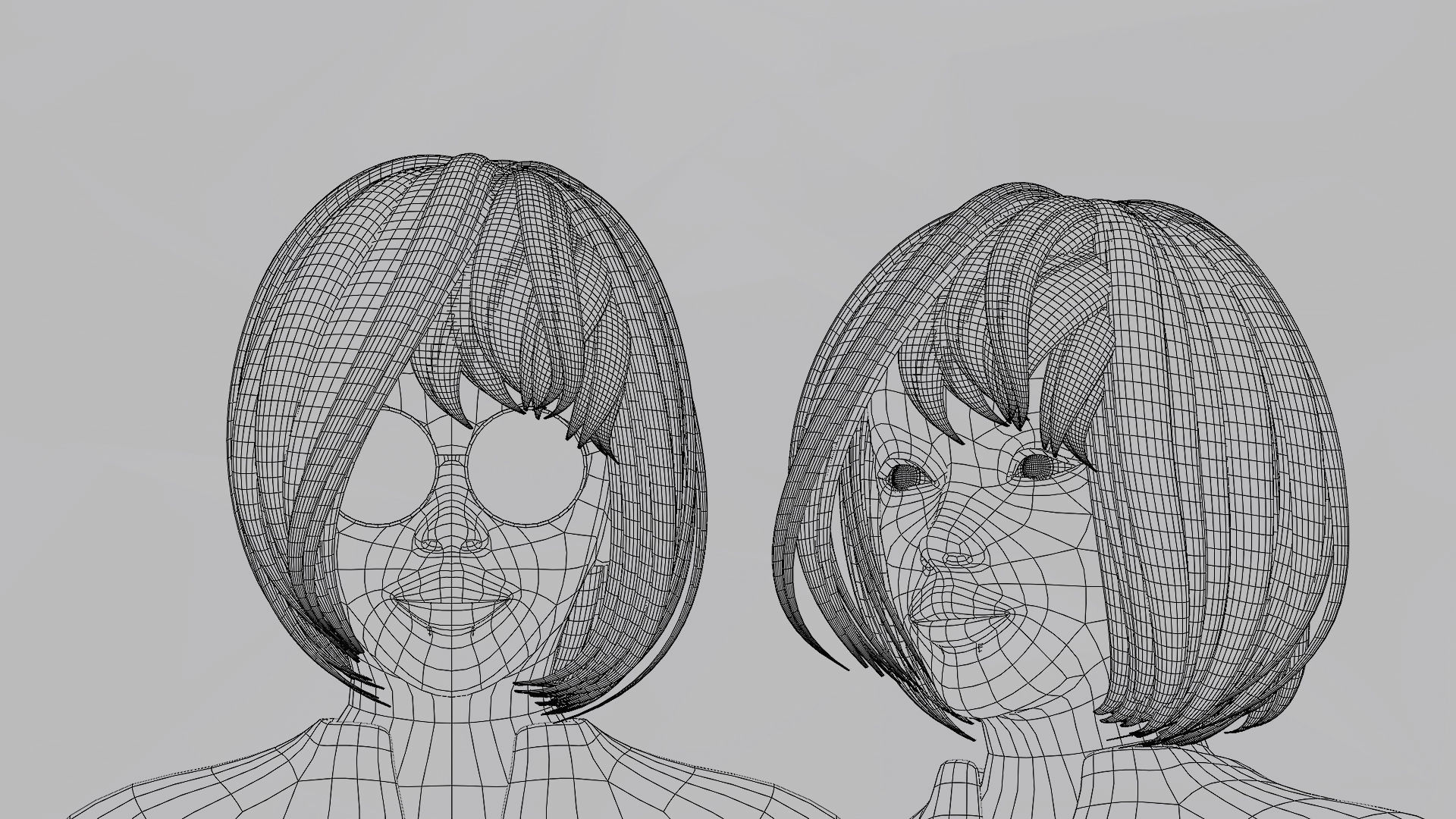 Girl with glasses  character Low-poly 3D model_11