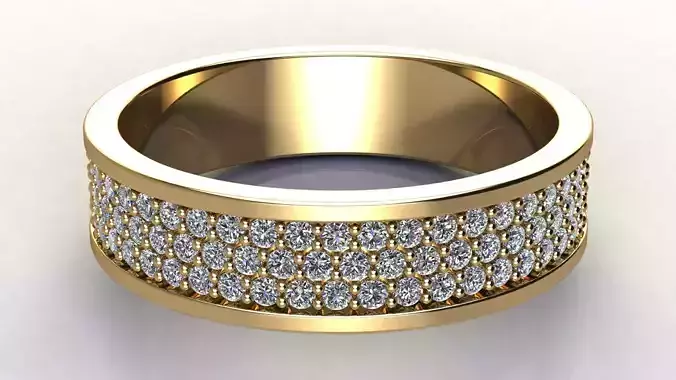 Three-Row Diamond Wedding Band size 18 mm