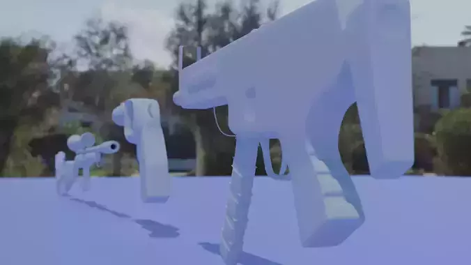 4 Stylized Guns Free low-poly 3D model