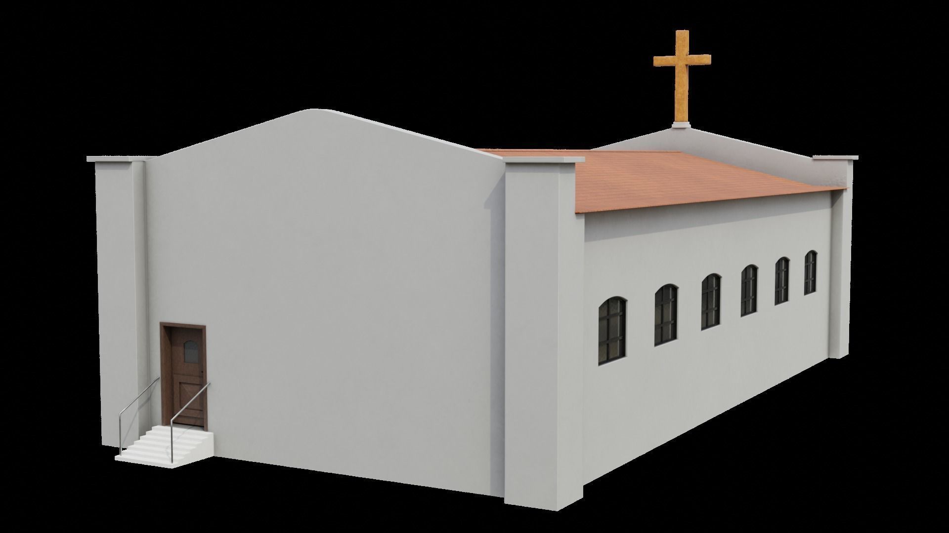 Simple Modern Church Structure Building PBR Textures Low-poly 3D model_24