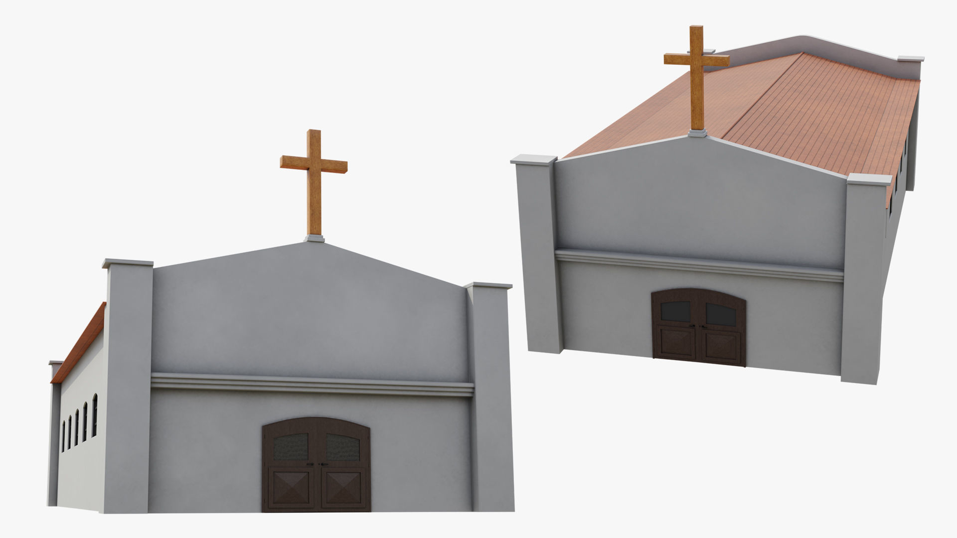 Simple Modern Church Structure Building PBR Textures Low-poly 3D model_3