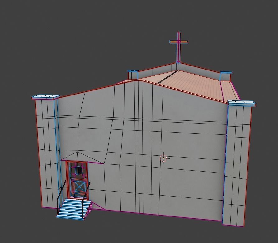 Simple Modern Church Structure Building PBR Textures Low-poly 3D model_31