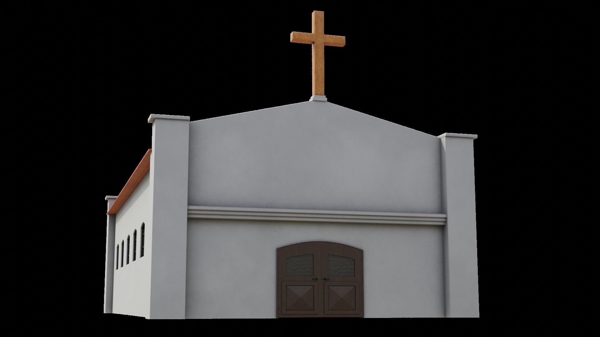 Simple Modern Church Structure Building PBR Textures Low-poly 3D model_23