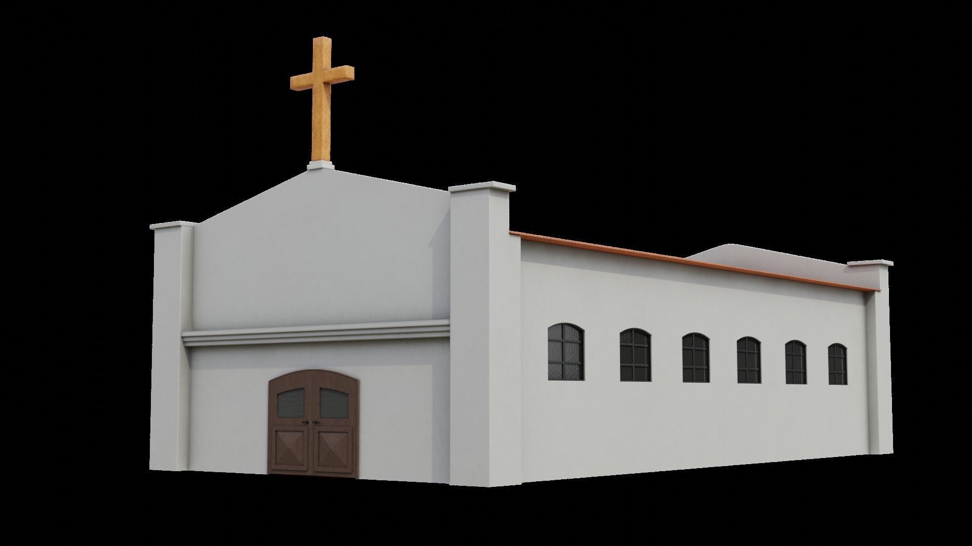 Simple Modern Church Structure Building PBR Textures Low-poly 3D model_22