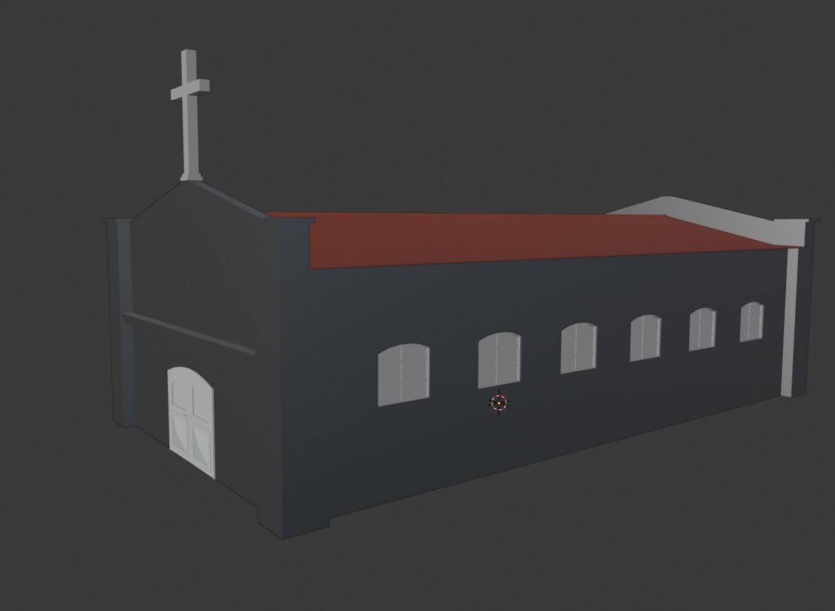 Simple Modern Church Structure Building PBR Textures Low-poly 3D model_33