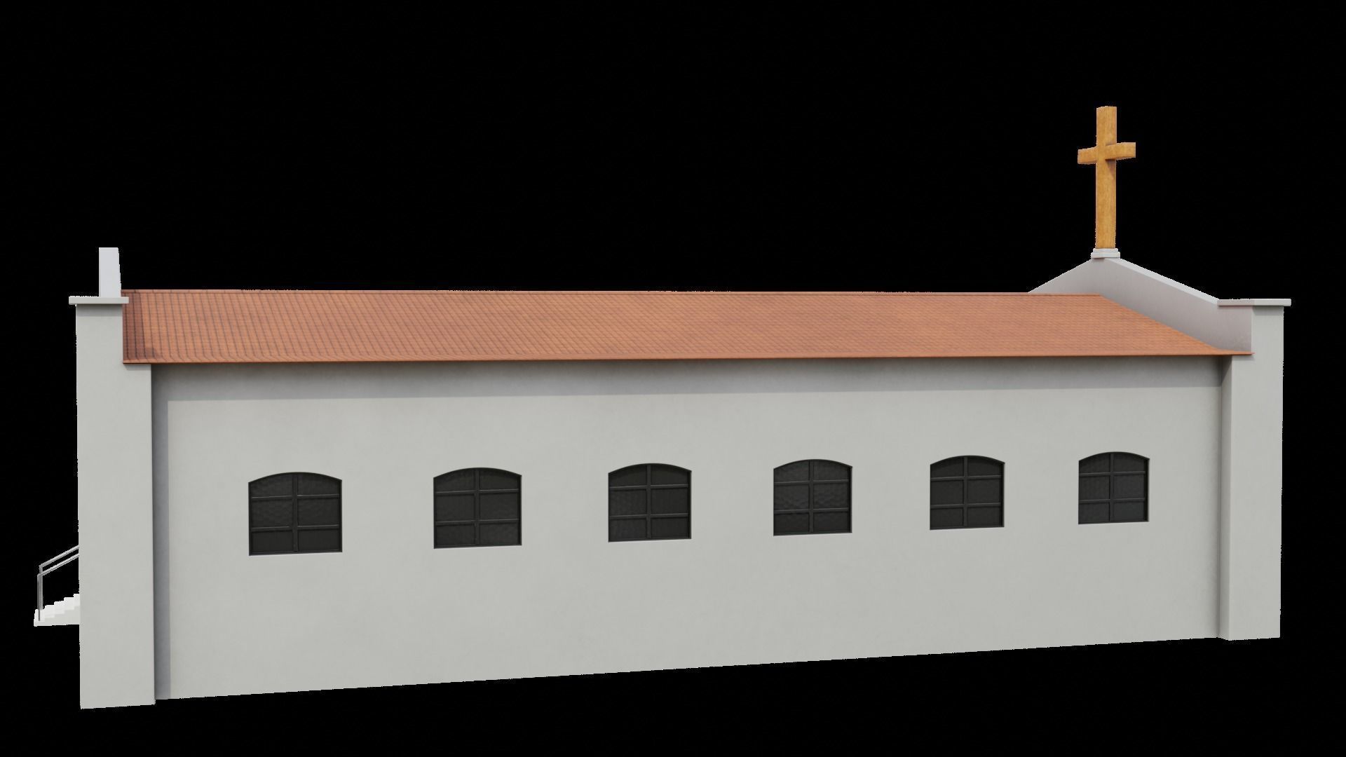 Simple Modern Church Structure Building PBR Textures Low-poly 3D model_25