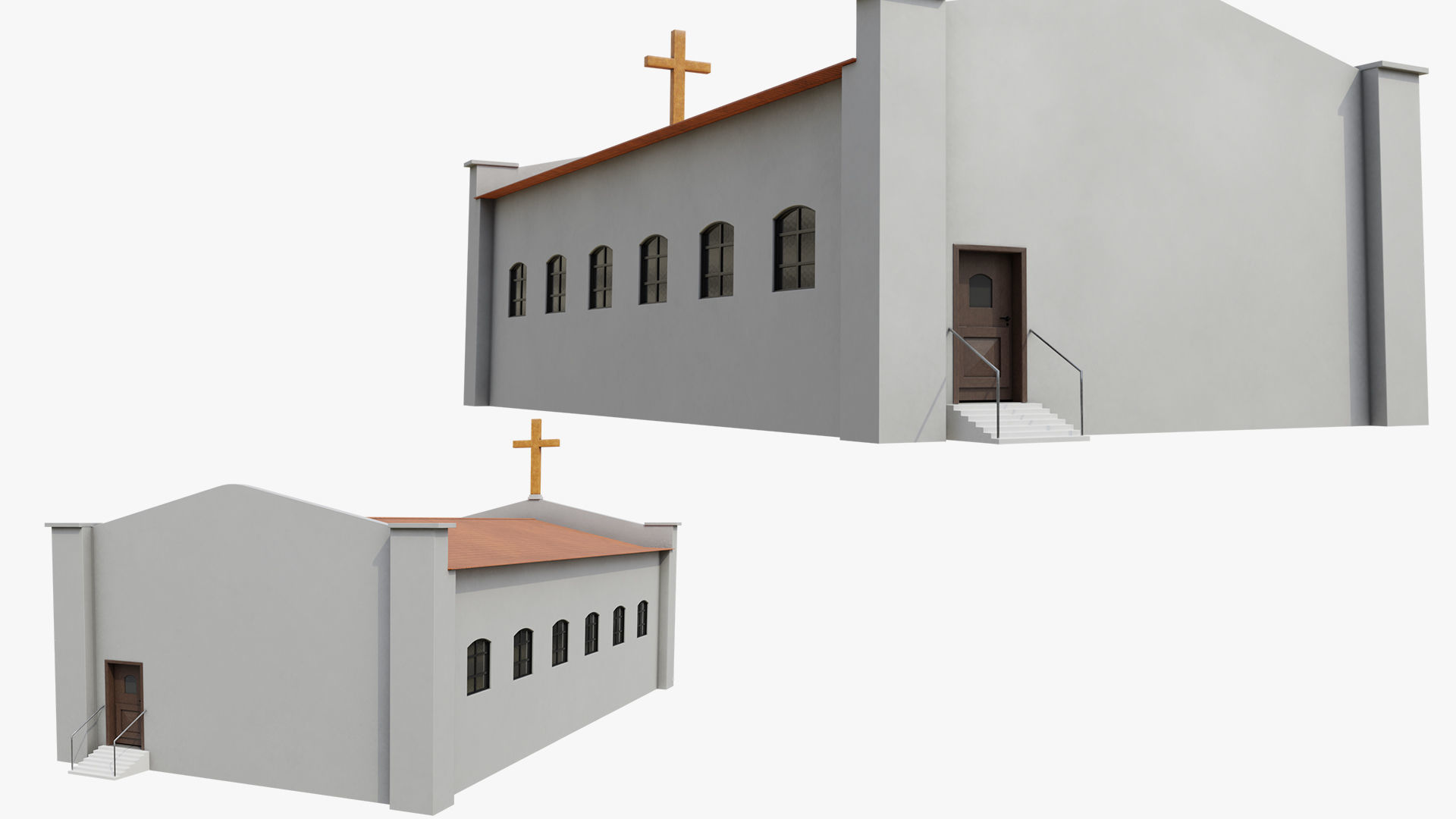 Simple Modern Church Structure Building PBR Textures Low-poly 3D model_4