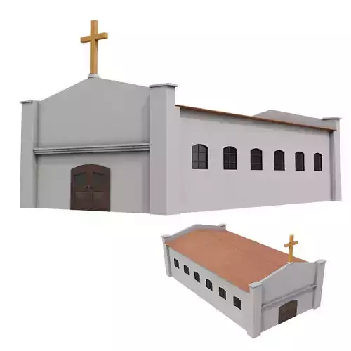Simple Modern Church Structure Building PBR Textures Low-poly 3D model