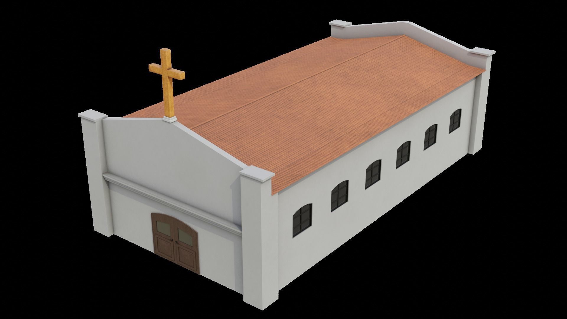Simple Modern Church Structure Building PBR Textures Low-poly 3D model_29
