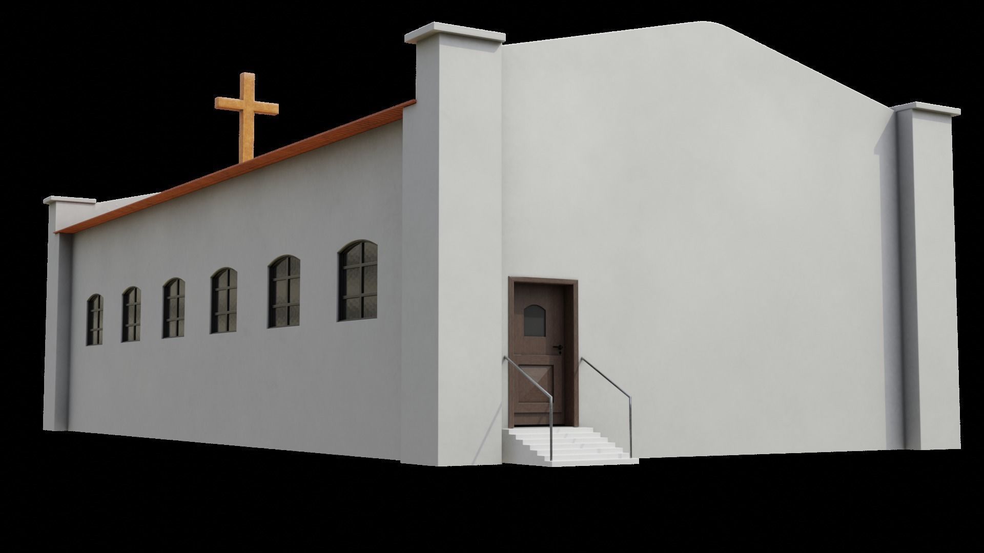 Simple Modern Church Structure Building PBR Textures Low-poly 3D model_27