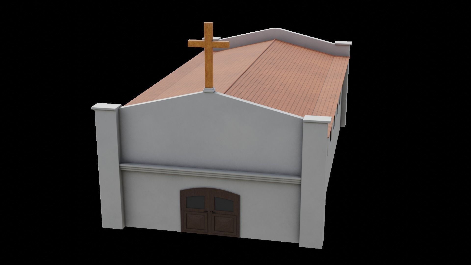 Simple Modern Church Structure Building PBR Textures Low-poly 3D model_26