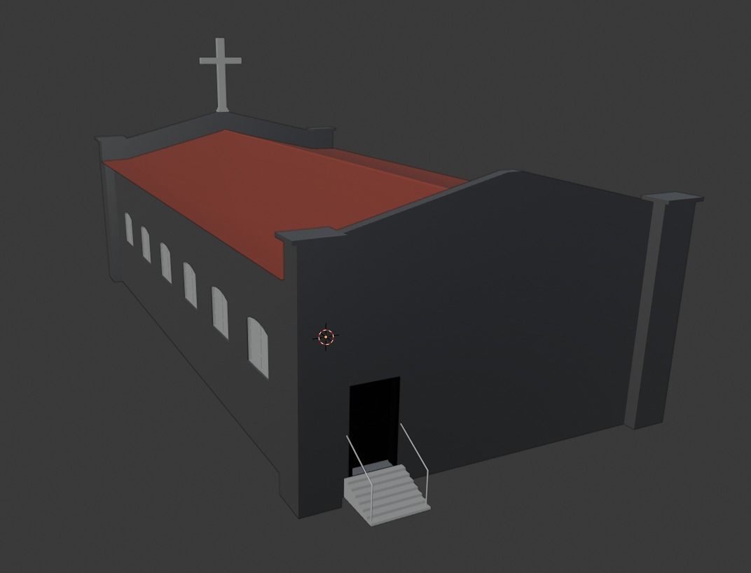 Simple Modern Church Structure Building PBR Textures Low-poly 3D model_32