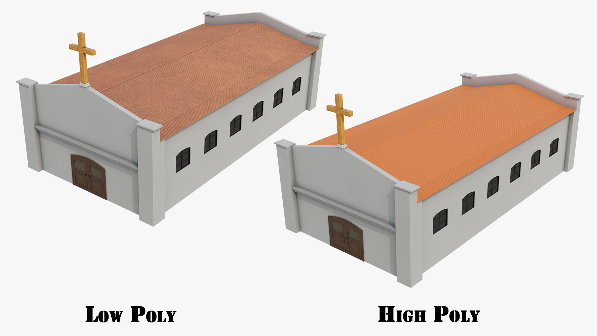 Simple Modern Church Structure Building PBR Textures Low-poly 3D model_2