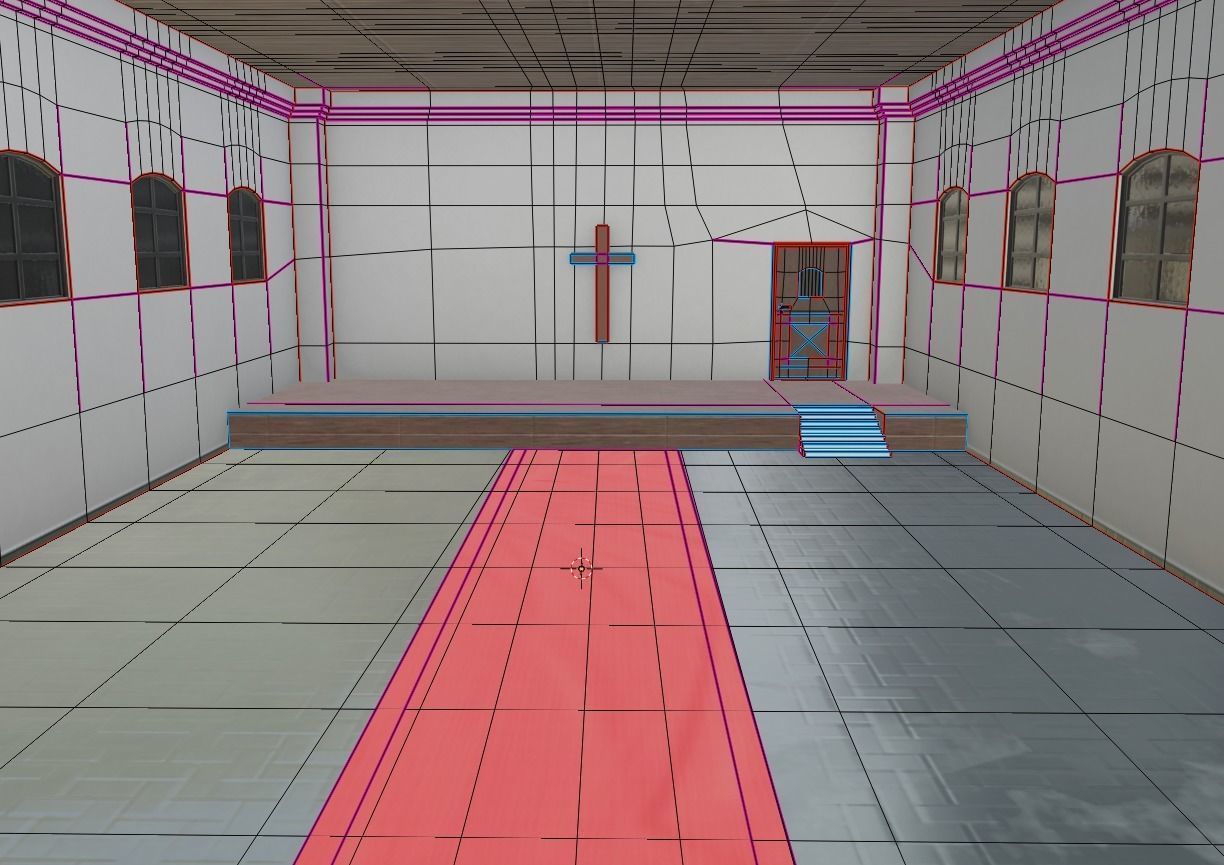 Simple Modern Church Structure Building PBR Textures Low-poly 3D model_15